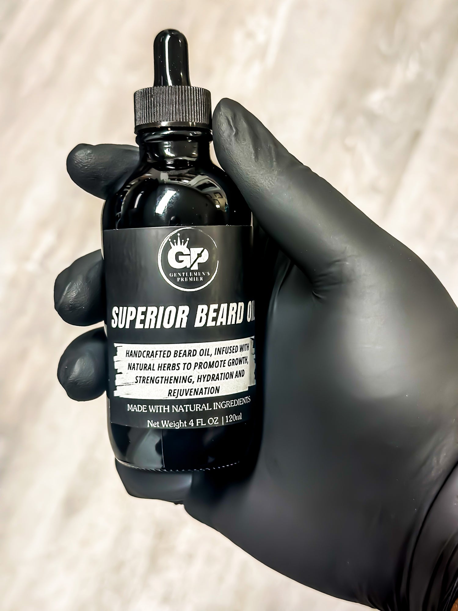 Superior Beard Oil 4 oz black glass dropper bottle
